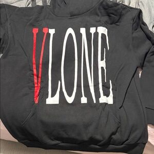 VLONE Black Hoodie with Red and White Lettering